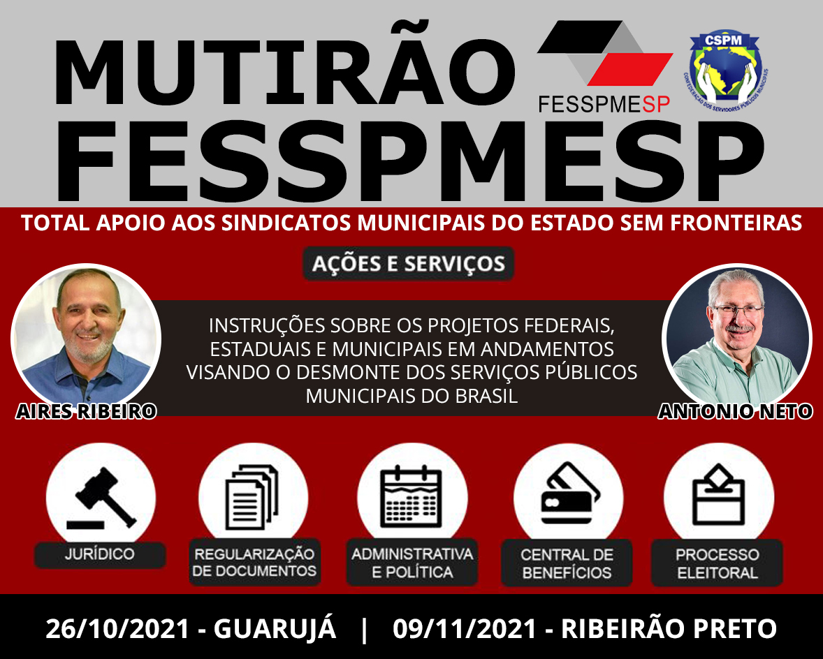 FESSPMESP realizará Mutirões presenciais em suas regionais, respeitando as orientações sanitárias